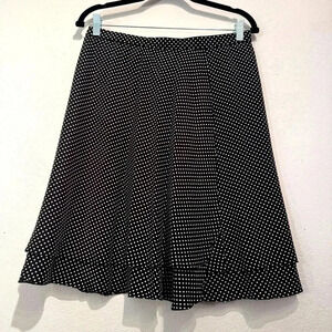 Vintage Carlisle 100% Silk Polka Dot Ruffled Lined Skirt size 12
